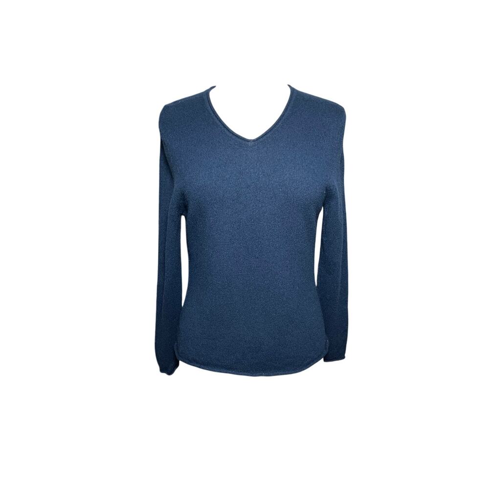 PRIVE Cashmere Women’s Dark Blue Vneck Pullover Sweater